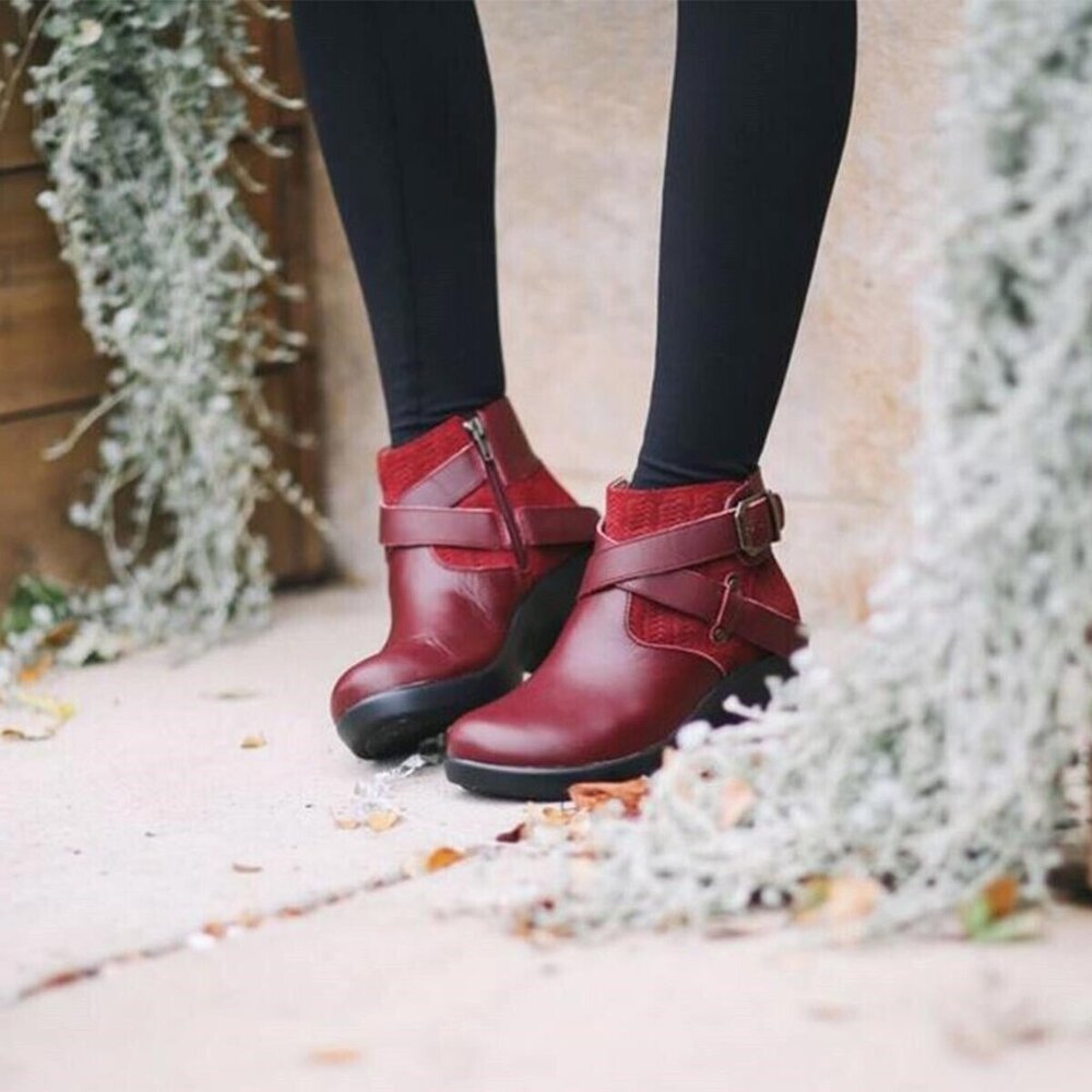 *New Alegria by PG Lite Eva Ankle Booties Womens Size 38 Burgundy Comfort Rogue - Picture 2 of 16